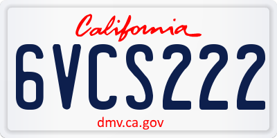 CA license plate 6VCS222