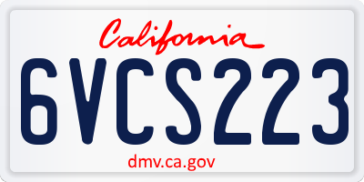 CA license plate 6VCS223