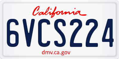 CA license plate 6VCS224