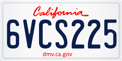 CA license plate 6VCS225