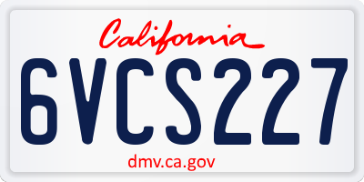 CA license plate 6VCS227