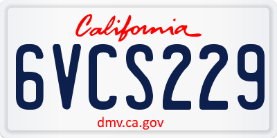 CA license plate 6VCS229