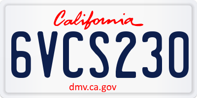 CA license plate 6VCS230
