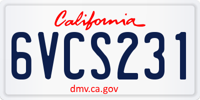CA license plate 6VCS231