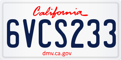 CA license plate 6VCS233