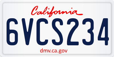 CA license plate 6VCS234