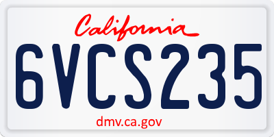 CA license plate 6VCS235