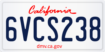 CA license plate 6VCS238