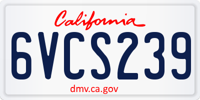 CA license plate 6VCS239