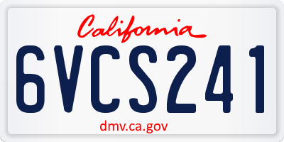 CA license plate 6VCS241