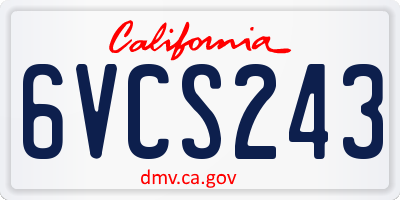 CA license plate 6VCS243