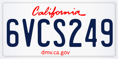CA license plate 6VCS249