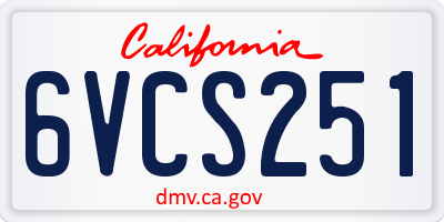 CA license plate 6VCS251