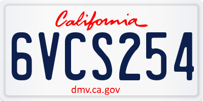 CA license plate 6VCS254