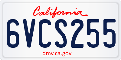 CA license plate 6VCS255