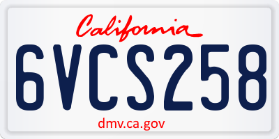 CA license plate 6VCS258