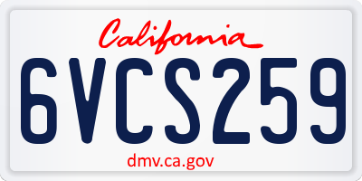 CA license plate 6VCS259