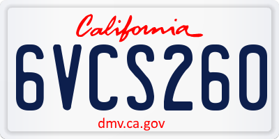 CA license plate 6VCS260