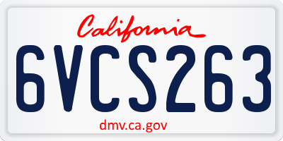 CA license plate 6VCS263