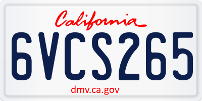 CA license plate 6VCS265