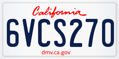 CA license plate 6VCS270