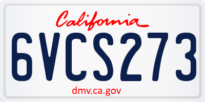 CA license plate 6VCS273