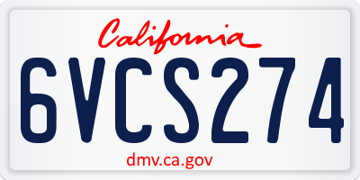 CA license plate 6VCS274