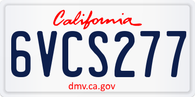 CA license plate 6VCS277
