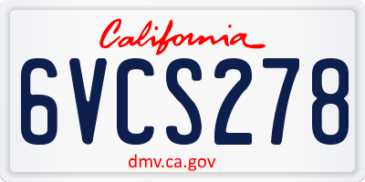 CA license plate 6VCS278