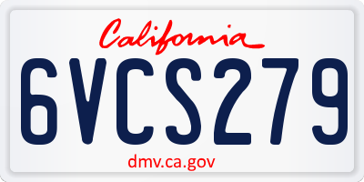 CA license plate 6VCS279