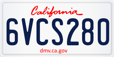 CA license plate 6VCS280