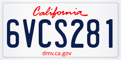 CA license plate 6VCS281
