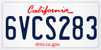 CA license plate 6VCS283