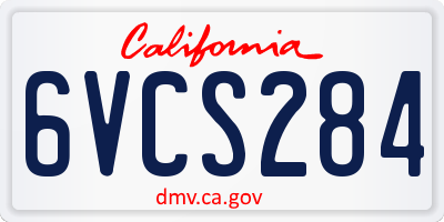 CA license plate 6VCS284
