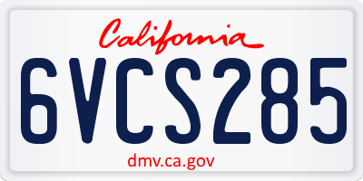 CA license plate 6VCS285