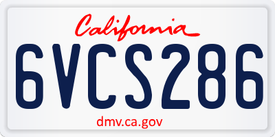 CA license plate 6VCS286