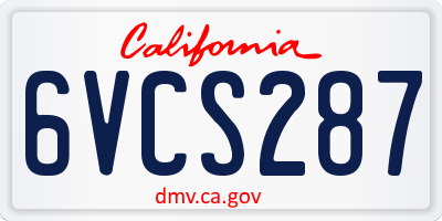 CA license plate 6VCS287