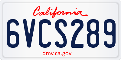 CA license plate 6VCS289