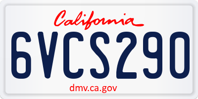 CA license plate 6VCS290