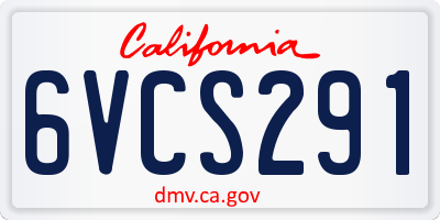 CA license plate 6VCS291