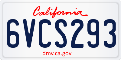 CA license plate 6VCS293