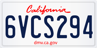 CA license plate 6VCS294