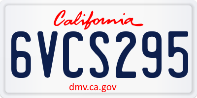 CA license plate 6VCS295