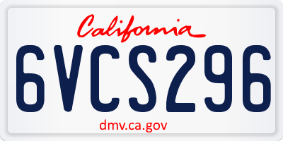 CA license plate 6VCS296