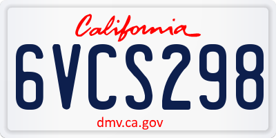 CA license plate 6VCS298