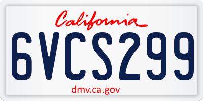 CA license plate 6VCS299