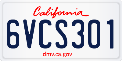 CA license plate 6VCS301