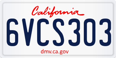 CA license plate 6VCS303