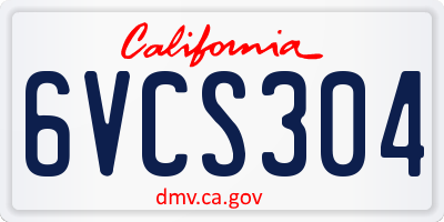 CA license plate 6VCS304