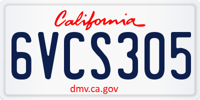 CA license plate 6VCS305